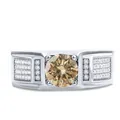 Classic 925 sterling silver ring with champagne moissanite stone in step-cut design - Size 8 / Original Yellow