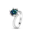 2ct runder Moissanit Ring mit Regenbogenfeuer-Effekt aus S925 Sterlingsilber - Regenbogen