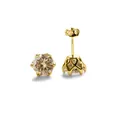 Orecchini a lobo in argento S925 placcato oro con pietre di moissanite champagne - Giallo Originale
