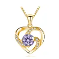 S925 sterling silver heart necklace with purple moissanite stone and gold plating - 925 Silver / Gold Light Purple