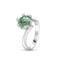 2ct runder Moissanit Ring mit buntem Feuer und S925 Silber Sechsklauenfassung - Blaue Und Grüne Nudeln