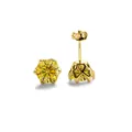 Eleganti orecchini a lobo in argento sterling S925 con moissanite gialla tonda - Giallo Oro