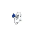 Eleganter Silberring mit herzförmigem blauem Stein und Markise-Zirkonia Akzenten - Saphirblau