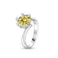 S925 Sterling Silber Ring mit 2 Karat gelbem Moissanit in einer Sternen-Fassung - Zitronengelb