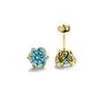 Eleganti orecchini a perno in argento S925 dorato con pietre blu mare a taglio rotondo - Blu Originale
