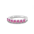 925 sterling silver ring with seven pink round cut moissanite stones in a row - US Size 7 / Pink