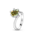 2ct gelb-grüner Moissanit-Ring aus S925 Sterlingsilber mit eleganter Kronenfassung - Gelbgrün