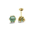 Orecchini a lobo in Moissanite in argento S925 placcato oro 18K con pietre verde smeraldo - Moissanite Ciano Sfaccettata