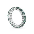 Eternity-Ring aus S925 Sterlingsilber mit runden blaugrünen Moissanit-Steinen - Blaugrün