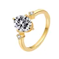 18K gold plated 925 silver ring featuring a 2-carat oval moissanite on white background - US 5 / White