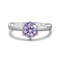 Anello in argento sterling S925 con moissanite viola chiaro a 6 griffe e pietre laterali - US 5 / Stile Argento a Sei Griffe con Diamanti (22-7-R1CT)