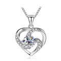 Elegant s925 silver necklace with interlocking hearts and moissanite pendant - 925 Silver / Silver