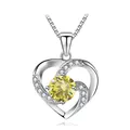 S925 sterling silver heart necklace featuring a brilliant yellow moissanite pendant - 925 Silver / Silver Lemon Yellow
