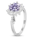 Anello in Moissanite viola chiaro in argento sterling S925 con design a costellazione - US 5 / Stile Stellato Argento Viola (25-6-R2CT)