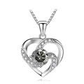 S925 sterling silver heart-shaped moissanite necklace with interlocking silver hearts - 925 Silver / Silver Gray