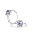 Elegant S925 sterling silver halo ring featuring a purple round princess cut moissanite - Light Purple