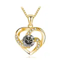 Golden S925 silver heart necklace with dark moissanite pendant and fine box chain - 925 Silver / Gold Grey