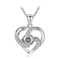 Moissanite heart necklace in S925 sterling silver with a brilliant round center stone - 925 Silver / Silver 100-Facet Cut