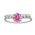 Roze moissaniet ring in S925 sterling zilver met gevlochten band en GRA-certificaat - Holle Geometrische Stijl (27-1-R-1CT)