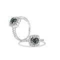 S925 sterling silver moissanite ring with halo setting and side stones for women - Gray