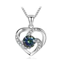 Eternal heart pendant necklace in S925 sterling silver with colorful moissanite stone - 925 Silver / Silver Rainbow