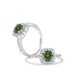 S925 sterling silver ring with green moissanite in classic halo setting design - Dark Green
