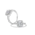 S925 sterling silver halo ring with round moissanite in white gold plated finish - White