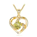 S925 sterling silver heart necklace with yellow moissanite pendant in golden finish - 925 Silver / Gold Lemon Yellow