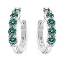 S925 sterling silver hoop earrings with five round-cut blue moissanite stones - Blue Green Row Style