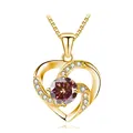 S925 silver heart necklace with brown moissanite and white accent stones in gold finish - 925 Silver / Gold / Lucky Red