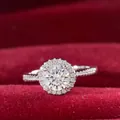 Classic S925 sterling silver halo moissanite ring with pavé setting on a red velvet base - HK Size 10 / 0.5 Carat White Style