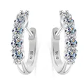 Elegant S925 sterling silver hoop earrings featuring rows of sparkling moissanite stones - Clear D Color Row Style