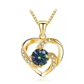 Golden heart necklace with iridescent gemstone and shimmering pavé zircon accents - 925 Silver / Gold Multicolor