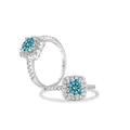 S925 sterling silver ring with light blue square halo moissanite and pave diamonds - Original Blue