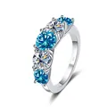 Anello in argento sterling 925 con pietre Moissanite blu e bianche da 3,6 carati - Blu Acqua