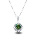 Macro detail of S925 silver windmill pendant with green gemstone and micro-pave crystals - 1CT Moissanite / Dark Green