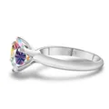 Bague classique en argent sterling S925 avec opale arc-en-ciel et serti six griffes - Couleur AB