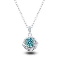 Elegant S925 sterling silver necklace with a brilliant blue moissanite windmill pendant - 1CT Moissanite / Original Blue