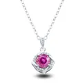Elegant S925 sterling silver windmill necklace with sparkling pink moissanite pendant - 1CT Moissanite / Multi-faceted Pink