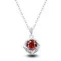 S925 sterling silver necklace with a red moissanite pendant in a square frame - 1CT Moissanite / Red