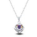 S925 sterling silver windmill necklace with iridescent moissanite square pendant - 1CT Moissanite / AB Color