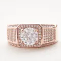 Luxurious rose gold sterling silver ring with a large moissanite center and pave setting - US Size 7 / Rose Gold White with Small Stone