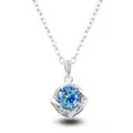 S925 sterling silver necklace with a square-halo blue moissanite windmill pendant - 1CT Moissanite / Sapphire Blue