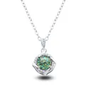 S925 silver necklace with sparkling blue-green moissanite windmill pendant - 1CT Moissanite / Multi-Faceted Cyan Moissanite