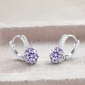 Macro shot of S925 sterling silver stamp on earrings with oval purple gemstones - 1CTx2 / Light Purple