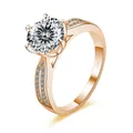 Anello in moissanite da 3 carati in argento S925 placcato oro rosa con classica montatura a sei griffe - US 5 / Taglio a 100 faccette