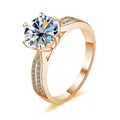 Anello in moissanite 3ct in argento S925 oro rosa con doppia fila di pietre e castone a sei griffe - US 5 / Otto cuori e otto frecce