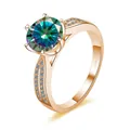 Anello moissanite da 3 carati in argento S925 oro rosa con fuoco multicolore vivo - US 5 / Arcobaleno
