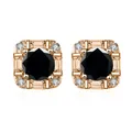Square rose gold plated silver stud earrings featuring black moissanite and accent diamonds - 0.5ct Gold Plated / Black