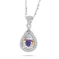 925 silver moissanite pendant necklace with rainbow gemstone and drop-shaped frame - Iridescent Main Stone